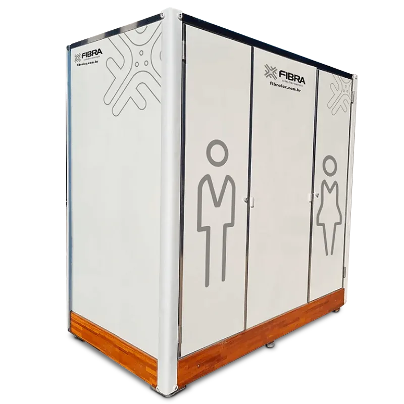 Sanitário portátil Fibra Luxo com 2 cabines